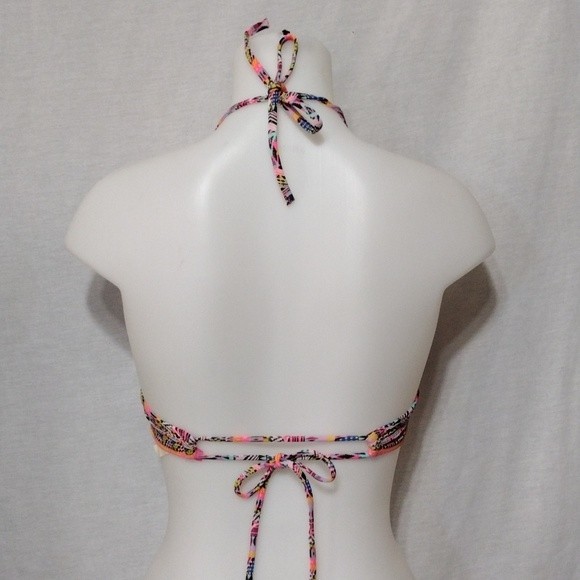Victoria's Secret Tribal Print Ruffled Halter Padded Bra Bikini Swimsuit Top 34A - Picture 4 of 6